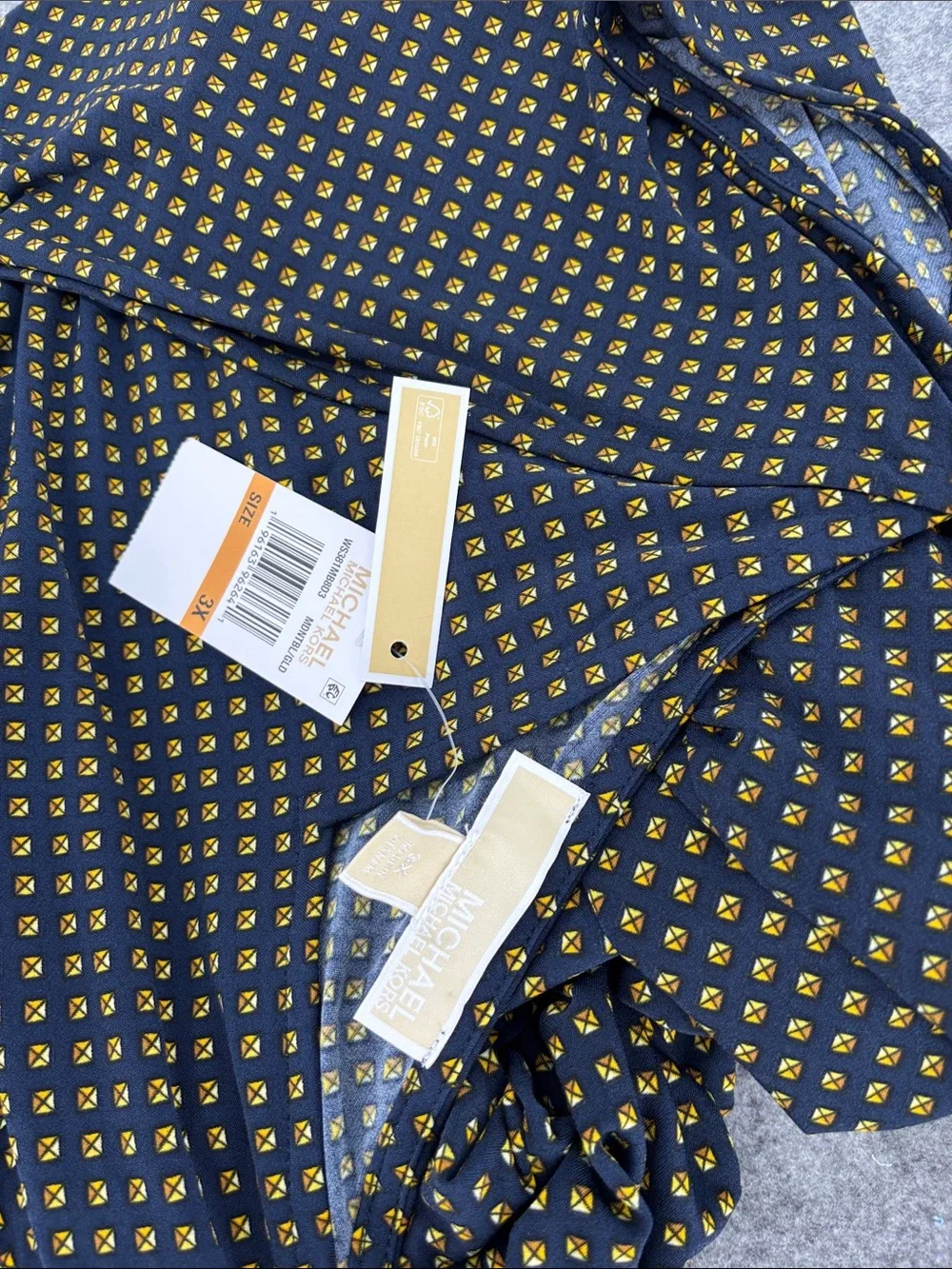 MICHAEL MICHAEL KORS Midnight blue gold Printed Side-Tie Sleeveless Jumpsuit NWT